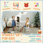 White kids table and chair set with storage and writing boards: blackboard, whiteboard