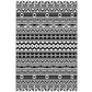 Black-and-white geometric outdoor rug design, close-up