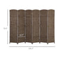 Brown 6-panel room divider screen showing height and width measurements