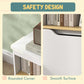 White toy storage bench safety design with rounded corners and smooth surface