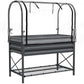 Dark gray metal raised garden bed on legs with bottom shelf and clear cover