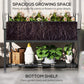 Dark gray raised garden bed planter with spacious growing area and lower bottom shelf