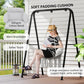Gray macrame hammock chair with soft padding one-piece cushion, cotton blend, breathable