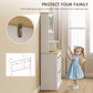 White kitchen cabinet with anti-tipping strap hardware at the top corner