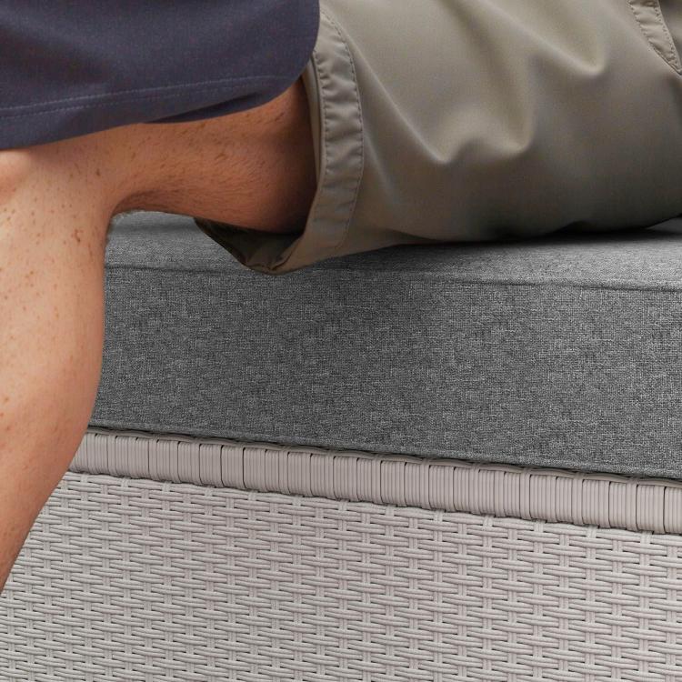 Gray loveseat cushion set: thick seat pad with two back cushions, removable cover