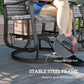 Rocking glider chair base with adjustable foot pads and gray steel frame