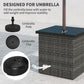 Mixed-gray outdoor side table showing 1.5-inch umbrella hole on dark top.