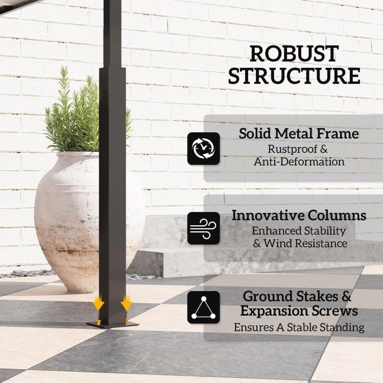 Outdoor grill gazebo with solid metal frame, anti-rust finish, ground stakes