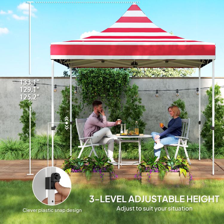American flag canopy top with gray sidewalls and three-level adjustable height legs