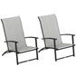Pair of gray high-back folding chairs with armrests, fabric seats