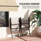 Set of 2 folding high-back patio chairs with armrests; gray fabric and black metal frame