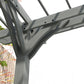 Gray outdoor wooden pergola corner post with cross beams and slatted top