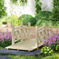 Wooden garden bridge footbridge with handrails and diamond lattice side panels