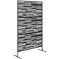 Black metal freestanding privacy fence panel with horizontal stripe openings