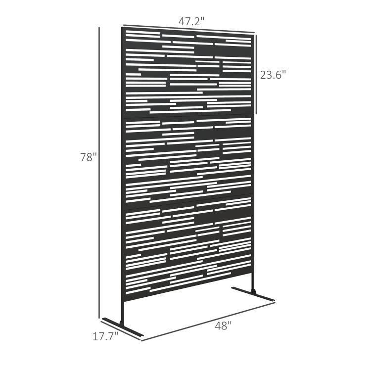 Black metal privacy screen, 78 in tall by 48 in wide