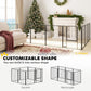 Black metal dog playpen showing square and rectangle layout options