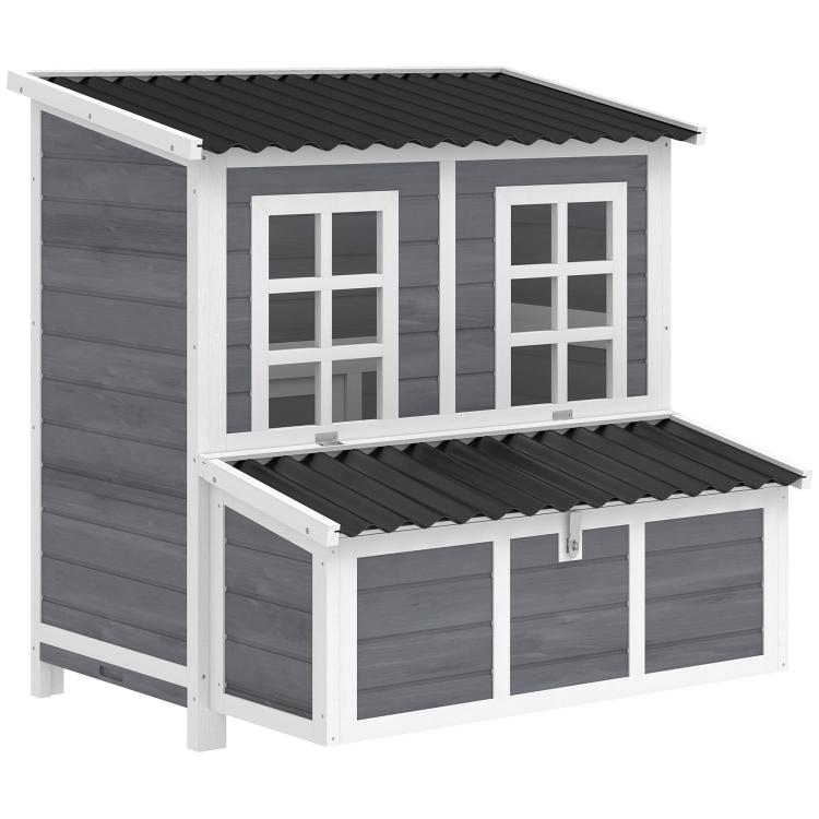 Wooden Chicken Coop with Nesting Box, Pull-Out Tray, Waterproof Roof, 39 inch Chicken House for 2-4 Chickens, Rabbits
