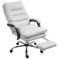 Light gray reclining massage office chair with footrest and swivel wheels