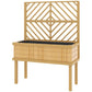 Natural wood elevated planter with front trellis frame and raised legs