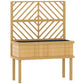 Natural wood raised planter with built-in trellis panels and four legs