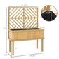 Wood raised planter with trellis, size diagram with leg height markings