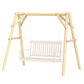 Natural wood A-frame swing stand with hanging chains and side brace bars