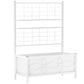 White raised garden bed planter with trellis and decorative diamond panel front