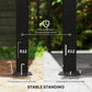 Black metal pergola frame hardware with stakes and screws for stable ground mounting