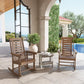 Brown high-back rocking chair with slatted back and wide armrests