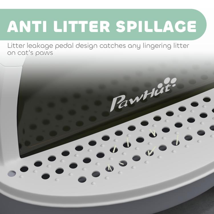Covered cat litter box anti-litter splash tray with dotted holes and privacy door