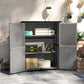 Wood Storage Shed, Outdoor Garden Shed with Asphalt Roof, 2 Shelves, Lockable Doors and Adjustable Feet, Gray