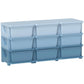 Light blue kids dresser tower with 9 closed drawers across 3 tiers