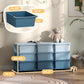 Blue kids dresser storage tower shown with nine drawers and tall, wide frame