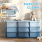 Blue 3-tier dresser tower with nine wipe-clean open drawers and rounded bin fronts