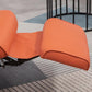 Orange leather manual recliner footrest and armrest with dark metal base