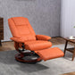 Orange manual recliner lounge chair with extended footrest and cushioned back