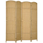 Four-panel woven room divider screen, natural wood frame and lattice weave