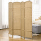 4-panel folding room divider screen, natural woven panels in upright position