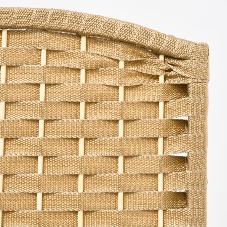Close-up weave texture on four-panel folding room divider screen