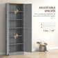 Adjustable shelved pantry cabinet with open door and multiple height settings