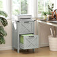 Rustic light gray vertical file cabinet with two drawers and X-pattern fronts