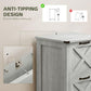 Light gray distressed file cabinet with anti-tipping top hinge and X-brace front