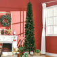 Slim green pencil Christmas tree with pine cones and realistic branches