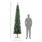9.5 ft slim green pencil Christmas tree with pine cones and metal base