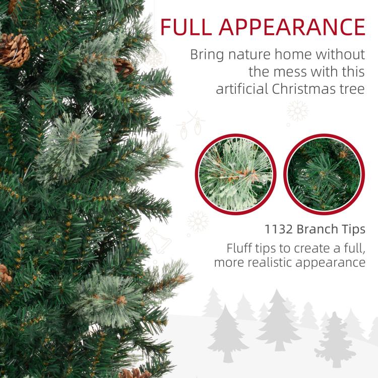 Artificial Christmas tree branches with pine-cone details and full appearance