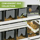 Chicken nesting box detail showing inner hole and grid-style egg collection tray beneath compartments