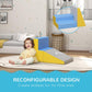 Modular foam slide and steps set with blue treads, yellow supports, and gray base