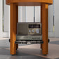 Round wood bistro table with built-in control panel and open base