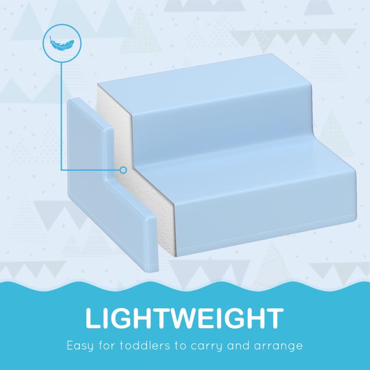 Lightweight foam play set stairs and ramp in light blue for toddlers