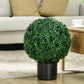 Artificial ball topiary tree in a matte black pot with dense green leaves.
